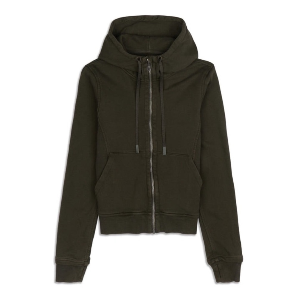 Lululemon Womens Size 4 dark Olive green Press Pause zip up Cotton Hoodie Jacket
